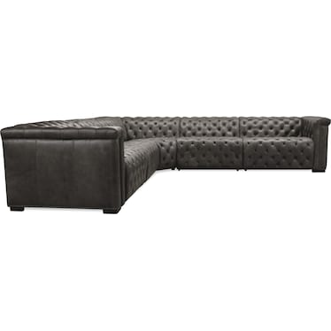 MS Grey Leather 5-Pc Power Sectional