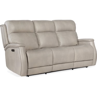 MS Grey Leather Power Reclining Sofa