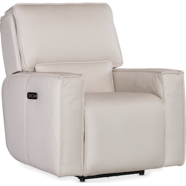 MS Grey Leather Power Recliner