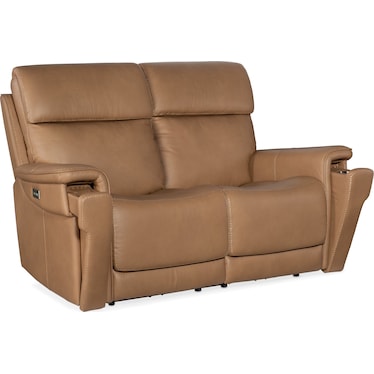 MS Light Brown Leather Power Loveseat