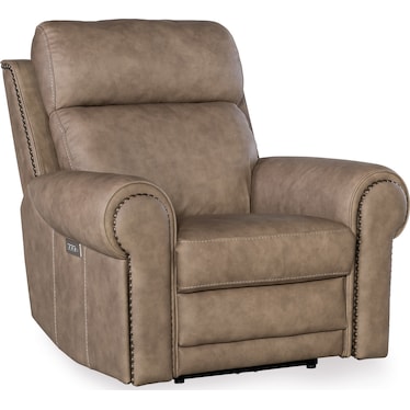 SS Light Brown Leather Power Recliner