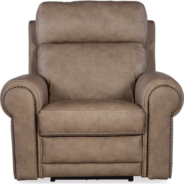 SS Light Brown Leather Power Recliner