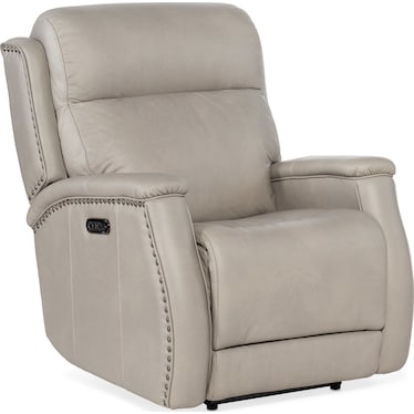 MS Light Gray Leather Power Recliner
