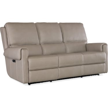 SS Light Gray Leather Power Sofa