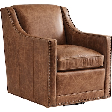 Lexington Leather Barrier Swivel Accent Chair