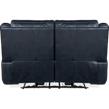 MS Blue Leather Power Reclining Loveseat