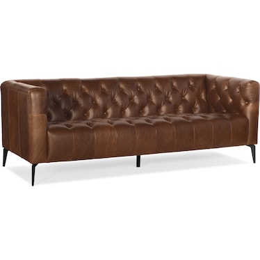 SS Medium Brown Leather Sofa