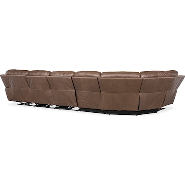SS Medium Brown Leather Power Sectional