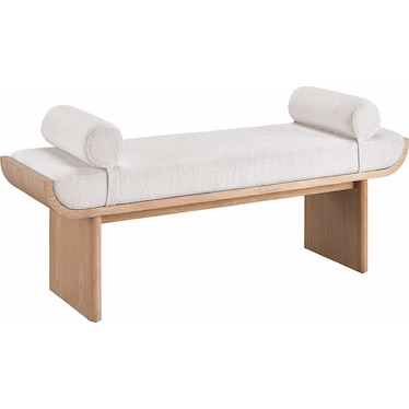 Modern White Oak Upholstered Bench