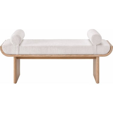 Modern White Oak Upholstered Bench
