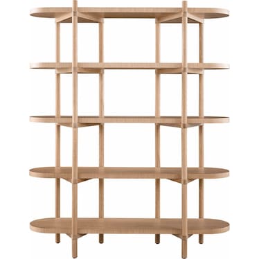 Modern White Oak Etagere Bookcase