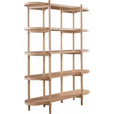 Modern White Oak Etagere Bookcase
