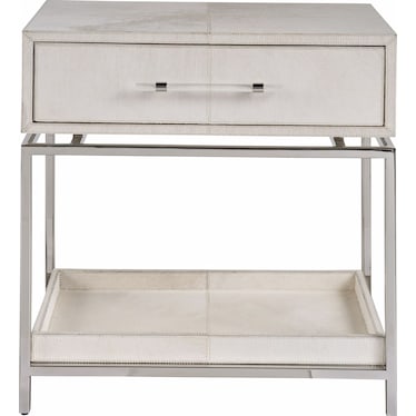 Modern Gray Hair-on-Hide Nightstand