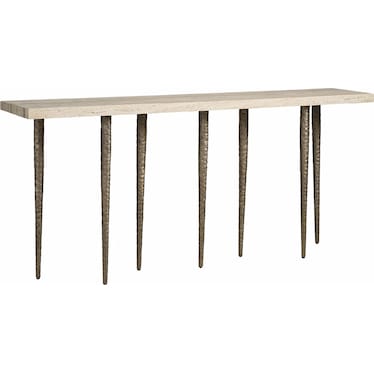 Avaline Nickel Travertine Console Table