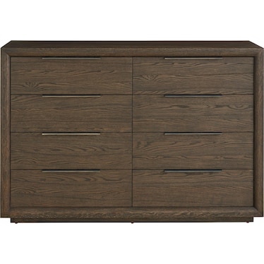 Modern Sable Finish Eight-Drawer Dresser