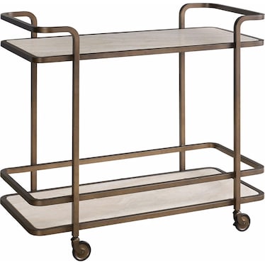 Modern Smoked Gold Metal Bar Cart