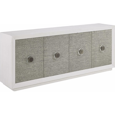 Oasis White Grasscloth Credenza