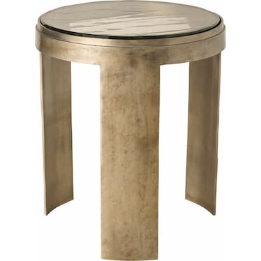 Modern Round End Table Antique Zinc