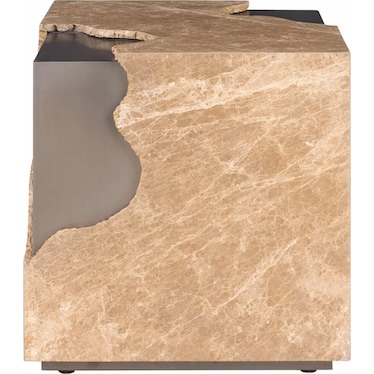 Modern Travertine Nickel End Table
