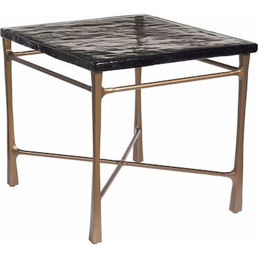 Modern End Table, Glass and Brass
