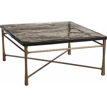 Modern Glass & Brass Cocktail Table