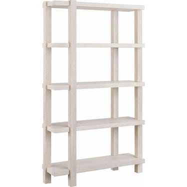 Modern Mist Oak Tall Etagere Bookcase