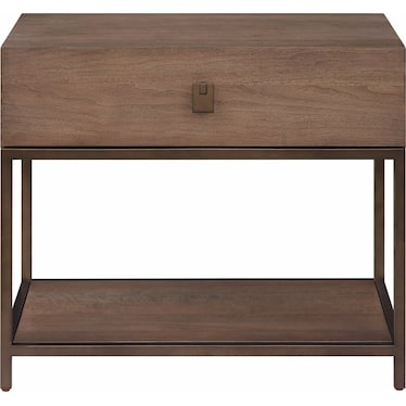 Modern Nightstand Haze Walnut Veneer