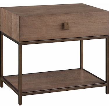 Modern Nightstand Haze Walnut Veneer