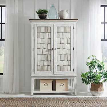 Pine Wood Riverstone White & Tobacco Bar Cabinet