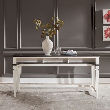Wirebrushed White Pine and Oak Console Bar Table