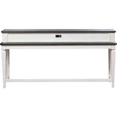 Wirebrushed White Pine and Oak Console Bar Table