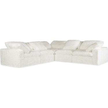 SS Casual White Fabric 5-Seat Sectional