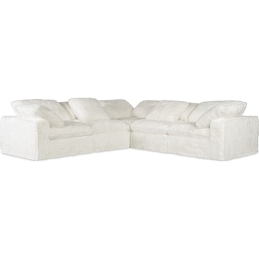 SS Casual White Fabric 5-Seat Sectional