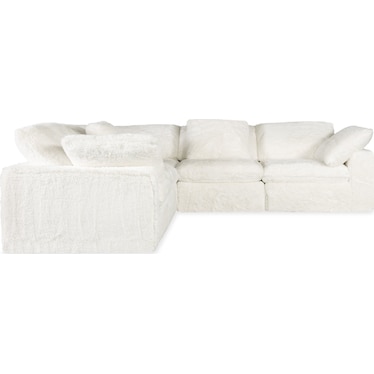 SS Casual White Fabric 5-Seat Sectional