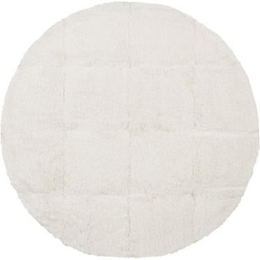 SS Large Casual White Fabric Ottoman